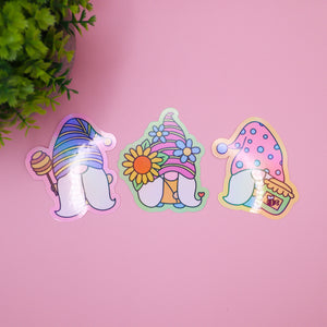 Spring Gnome Holographic Stickers