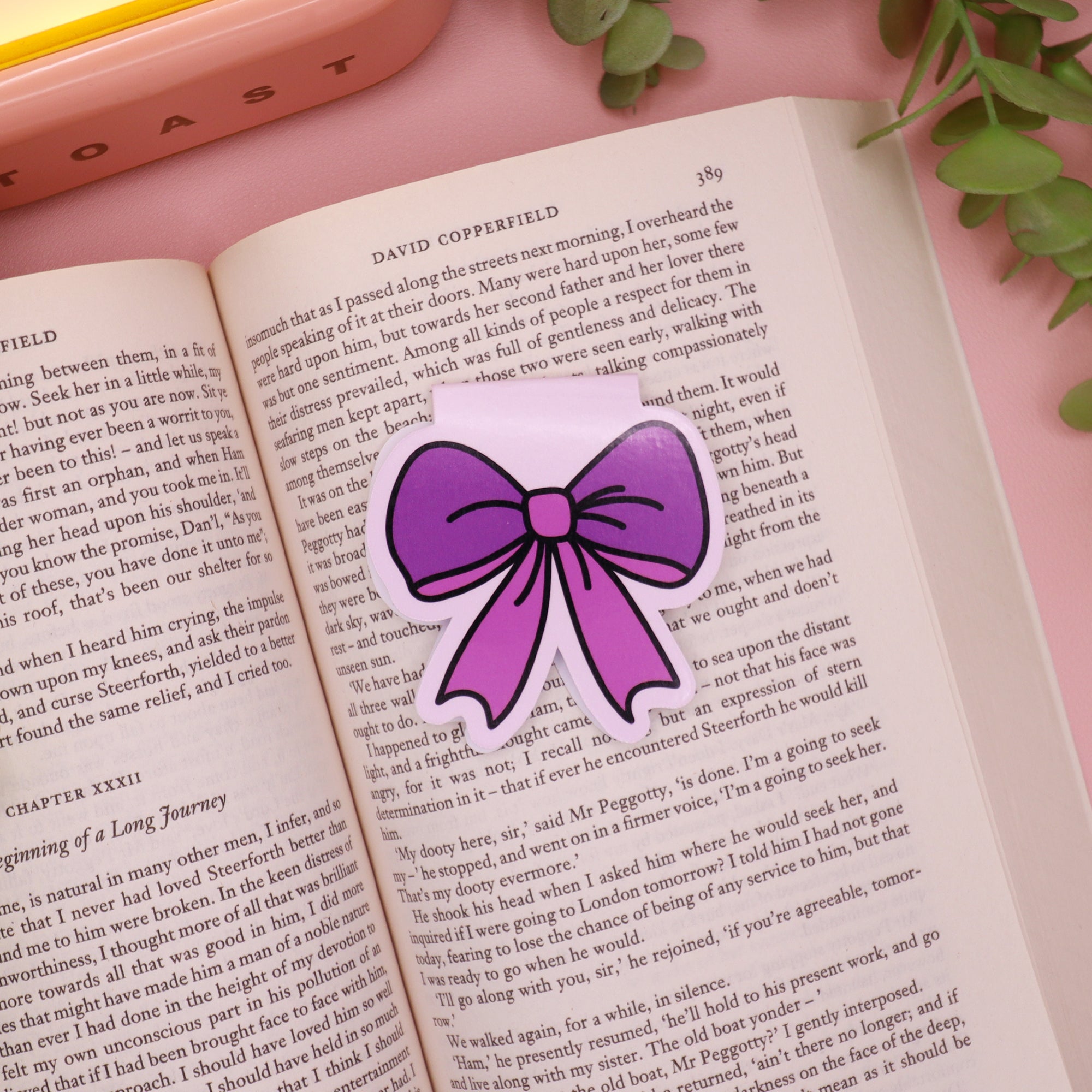 Cute Purple Bow Magnetic Bookmark