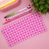 Pink & White Floral Checker Board Zip Pencil Case