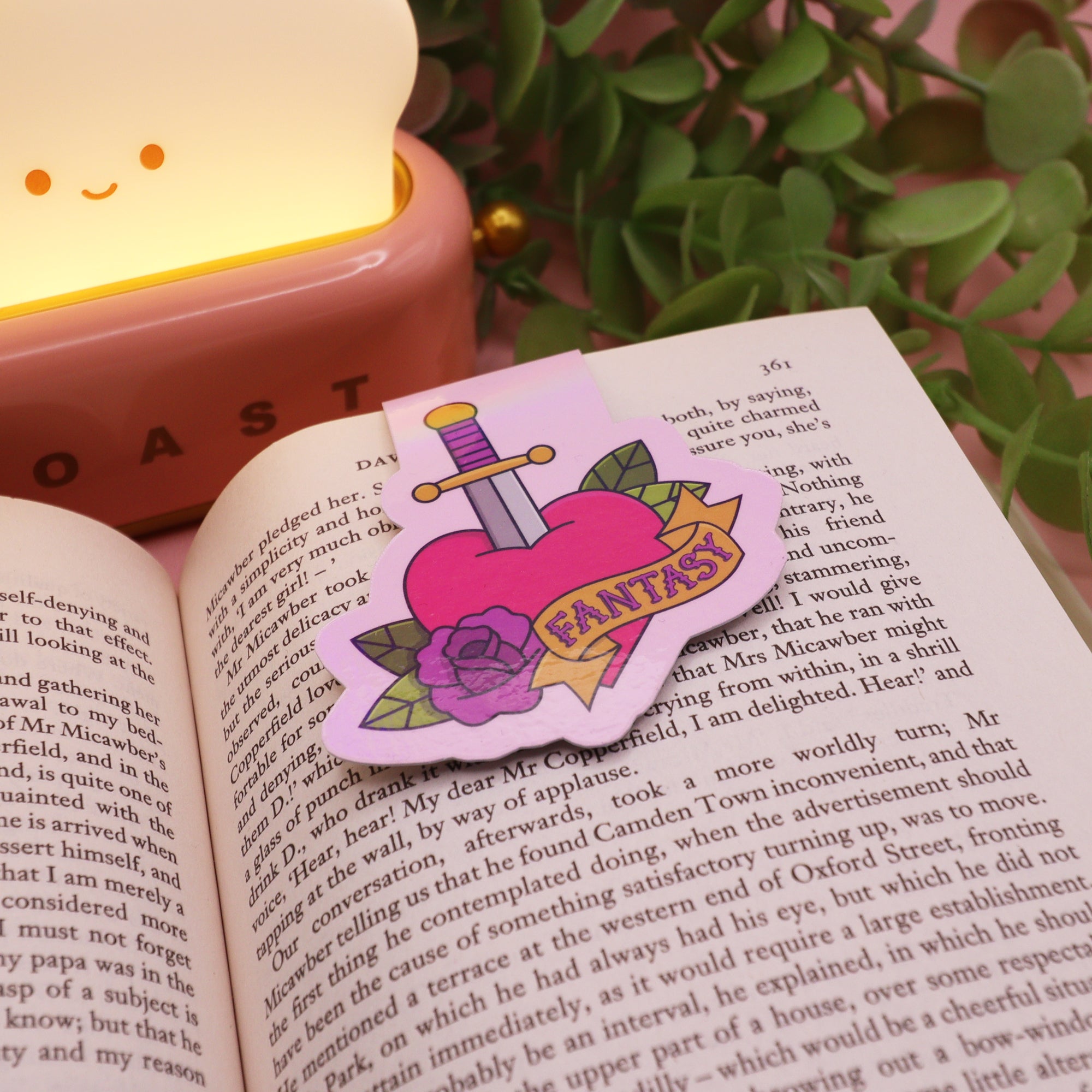 Holographic Heart & Sword Fantasy Magnetic Bookmark