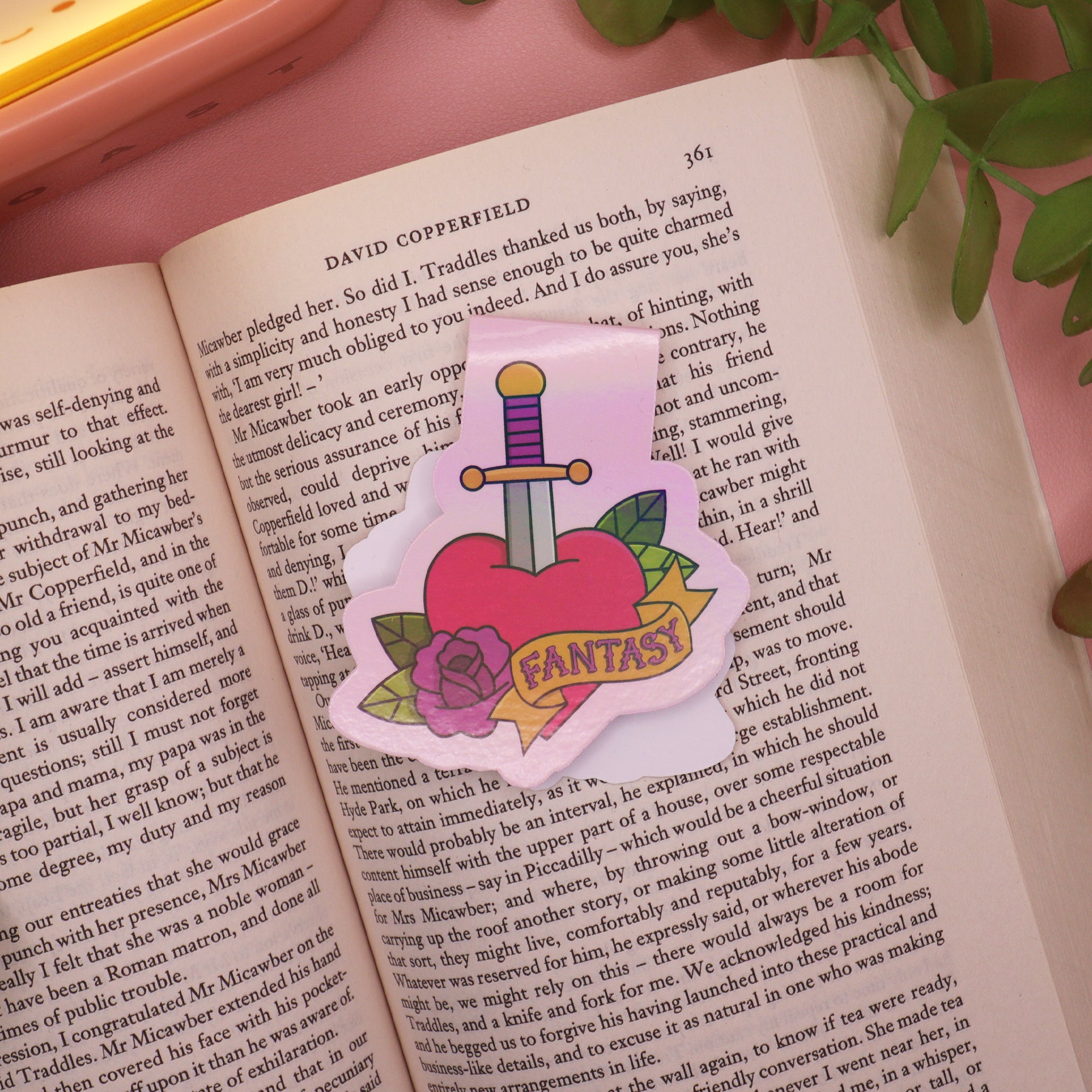 Holographic Heart & Sword Fantasy Magnetic Bookmark