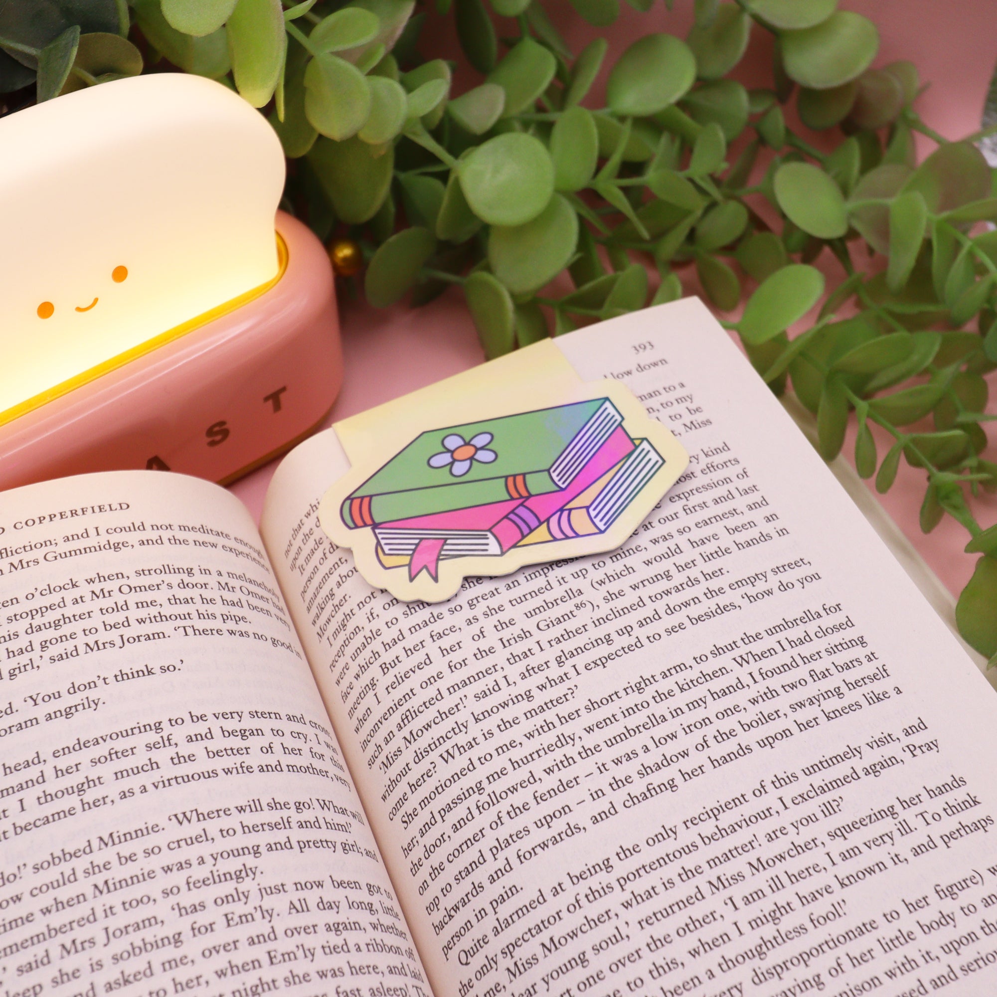 Spring Book Stack Holographic Magnetic Bookmark