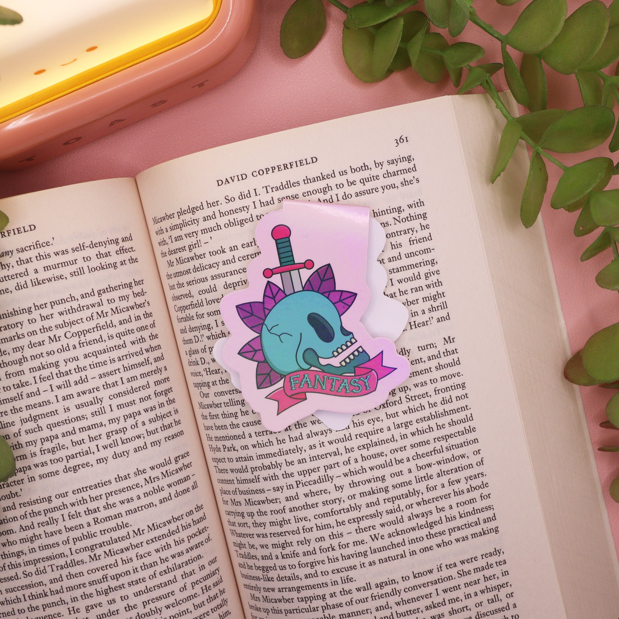 Holographic Skull & Sword Fantasy Magnetic Bookmark