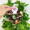 Black Multicolour Flower Scrunchie