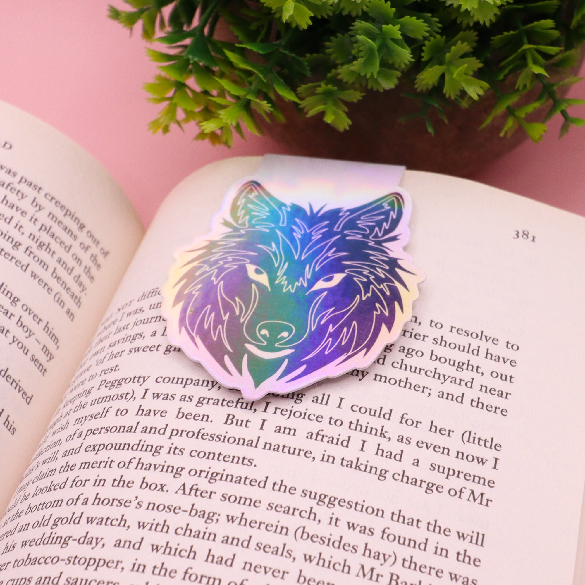 Fantasy Wolf Holographic Magnetic Bookmark
