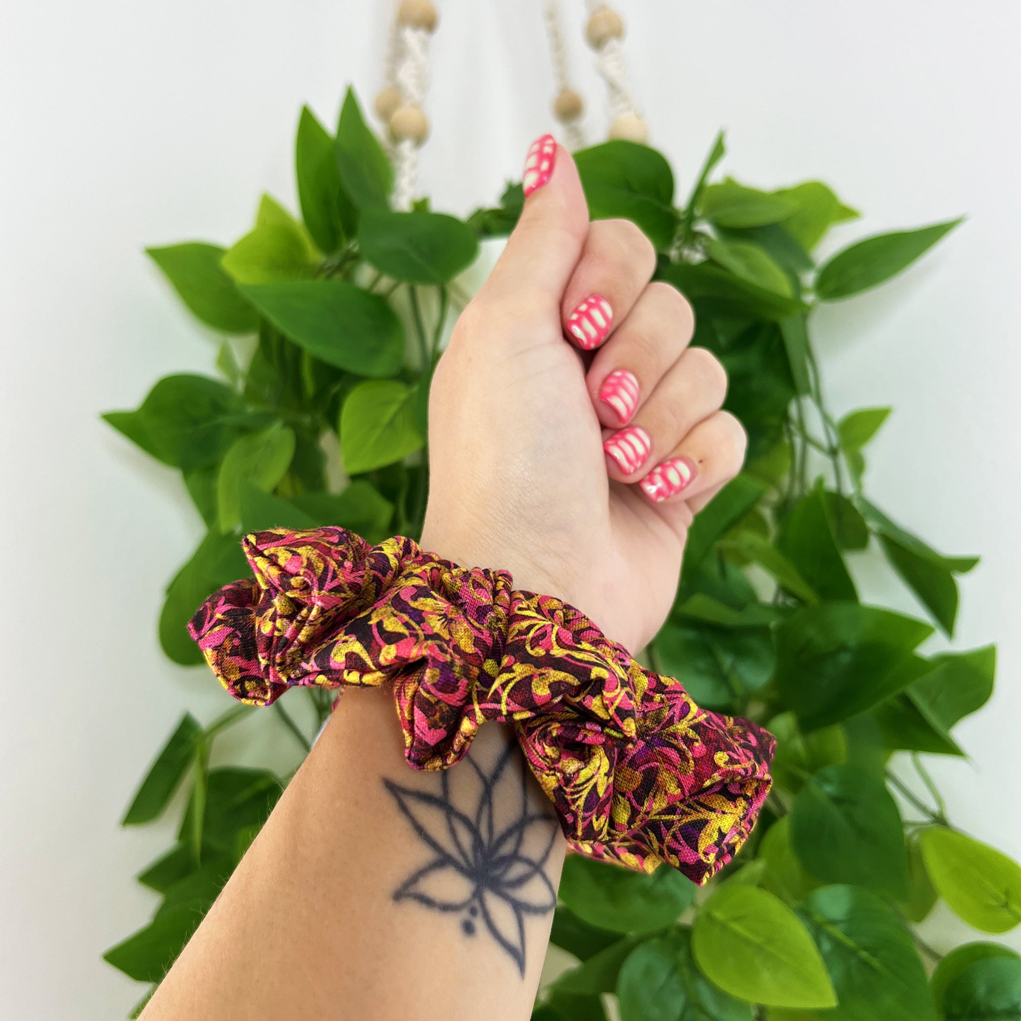 Purple & Gold Floral Scrunchie