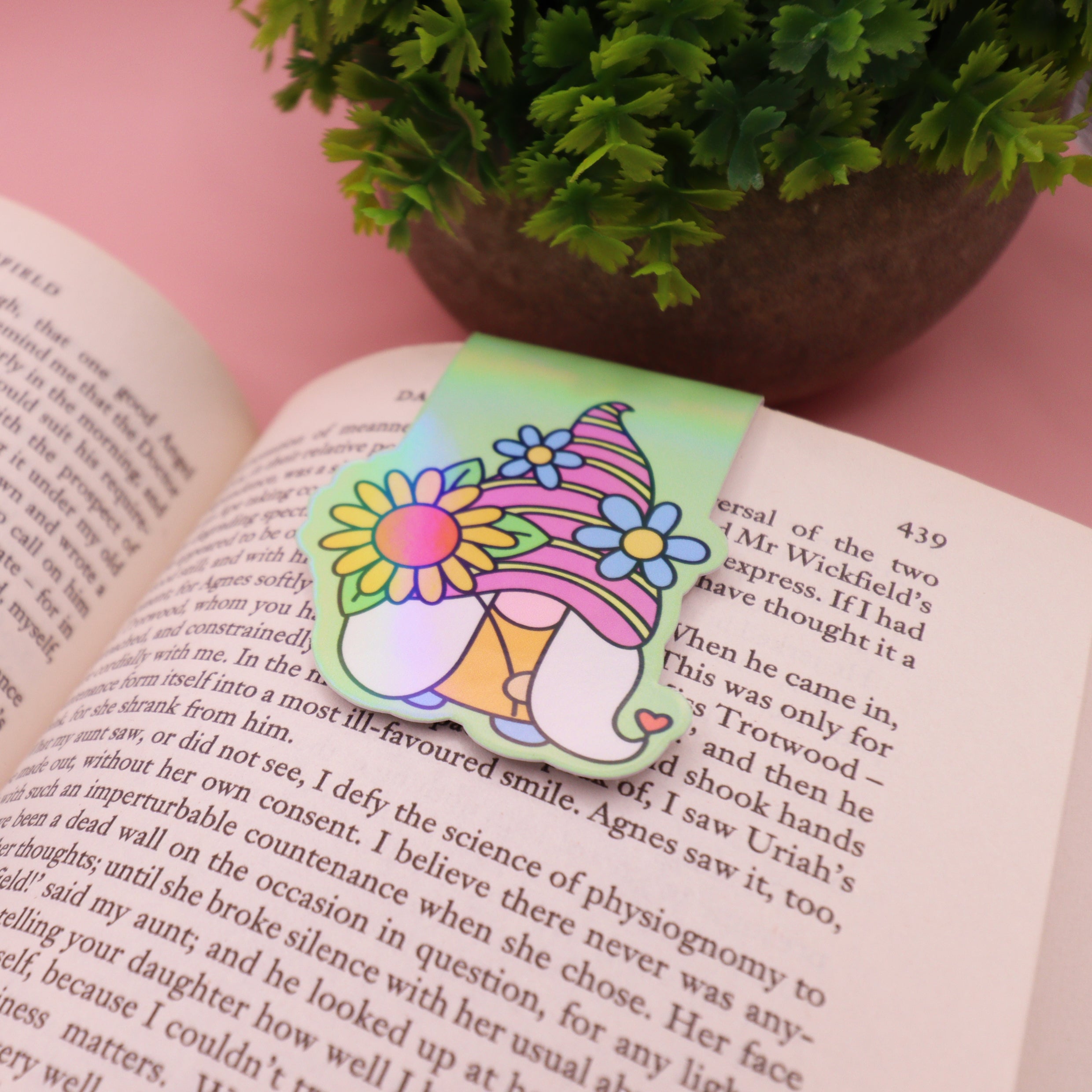 Sunflower Gnome Holographic Magnetic Bookmark