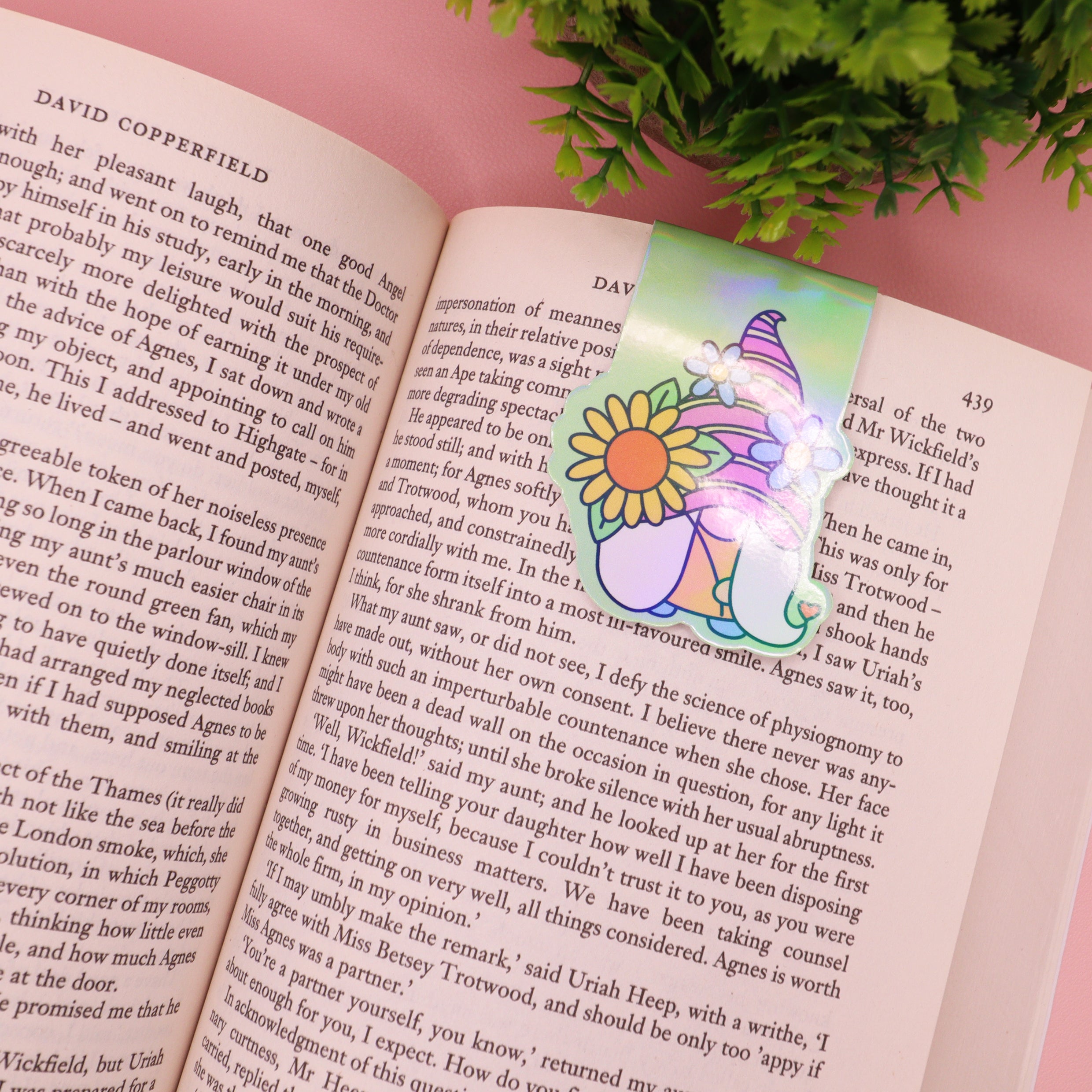 Sunflower Gnome Holographic Magnetic Bookmark
