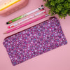Purple Flower Print Zip Pencil Case