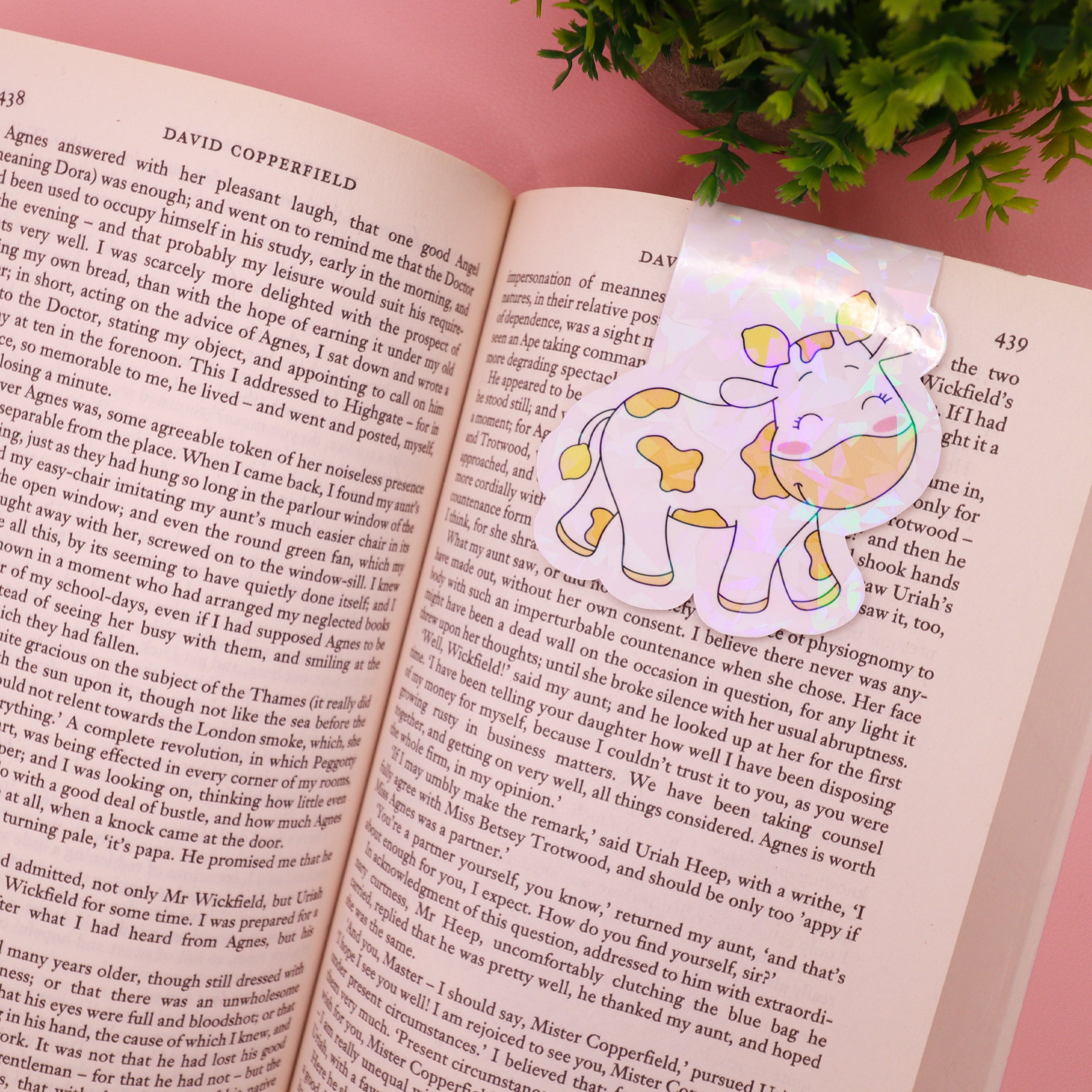 Cute Lemon Cow Sparkly Magnetic Bookmark