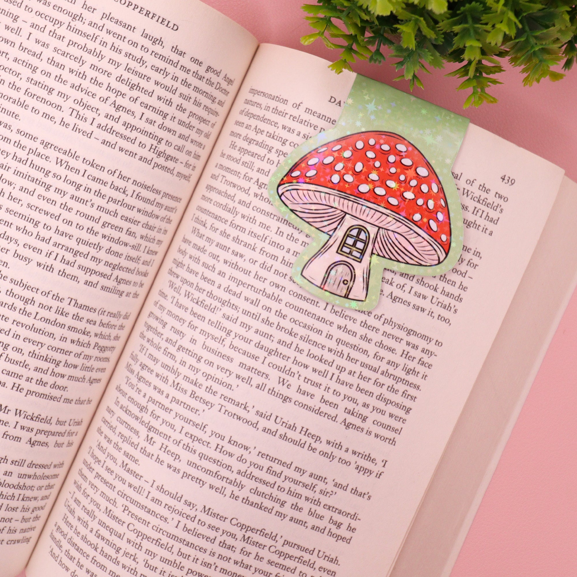 Sparkly Mushroom House Magnetic Bookmark