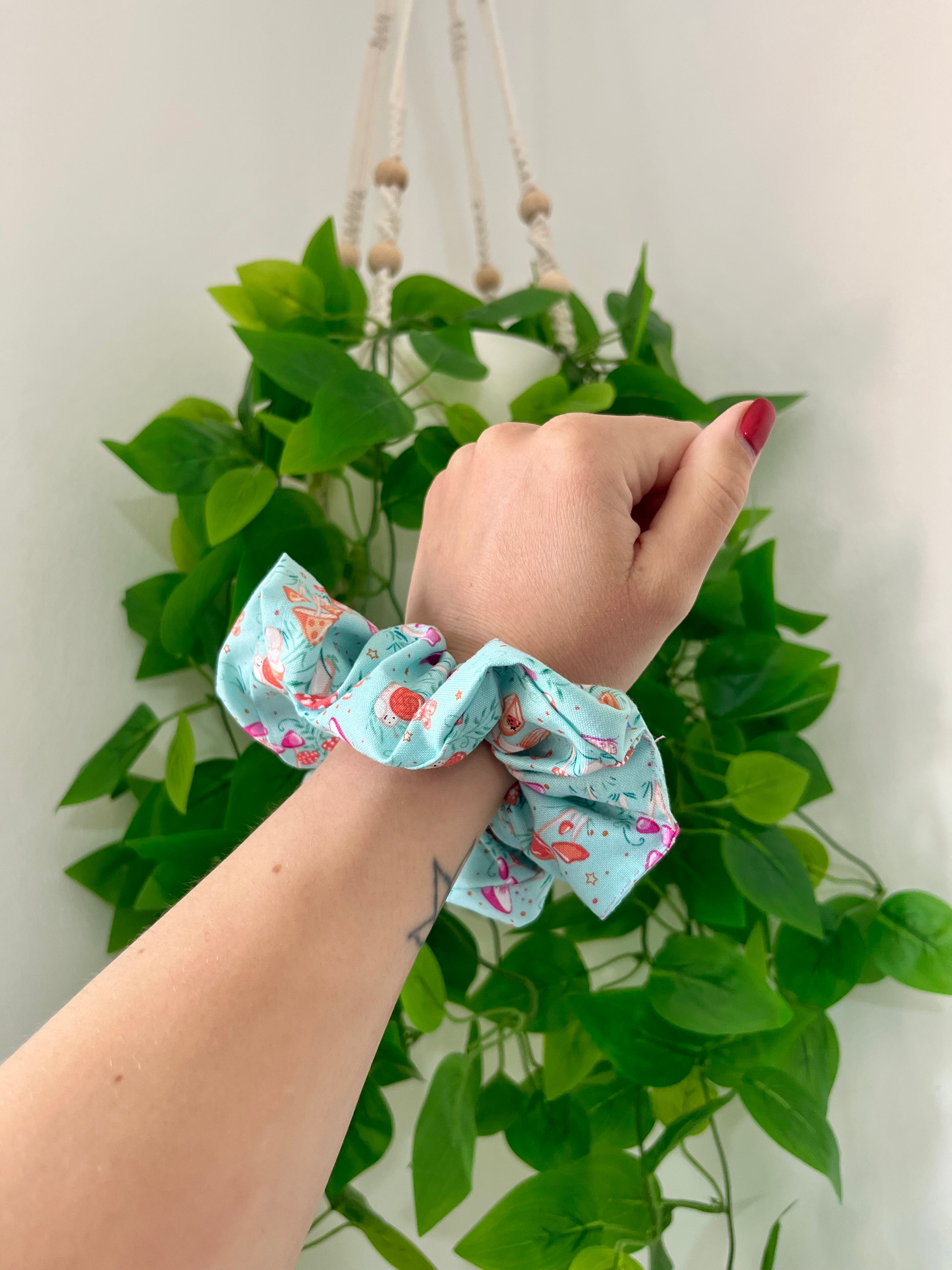 Hello Spring Blue Scrunchie
