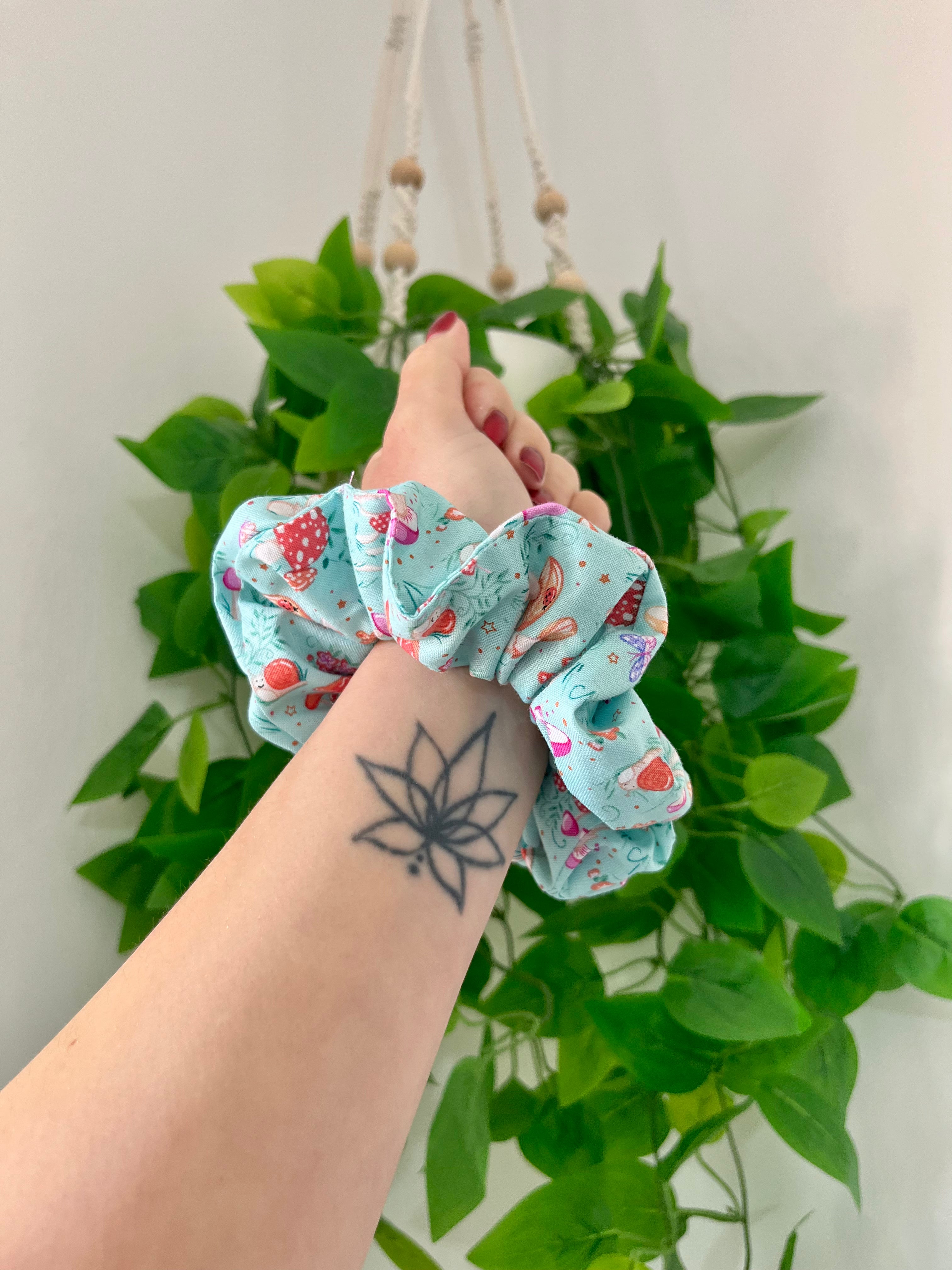 Hello Spring Blue Scrunchie