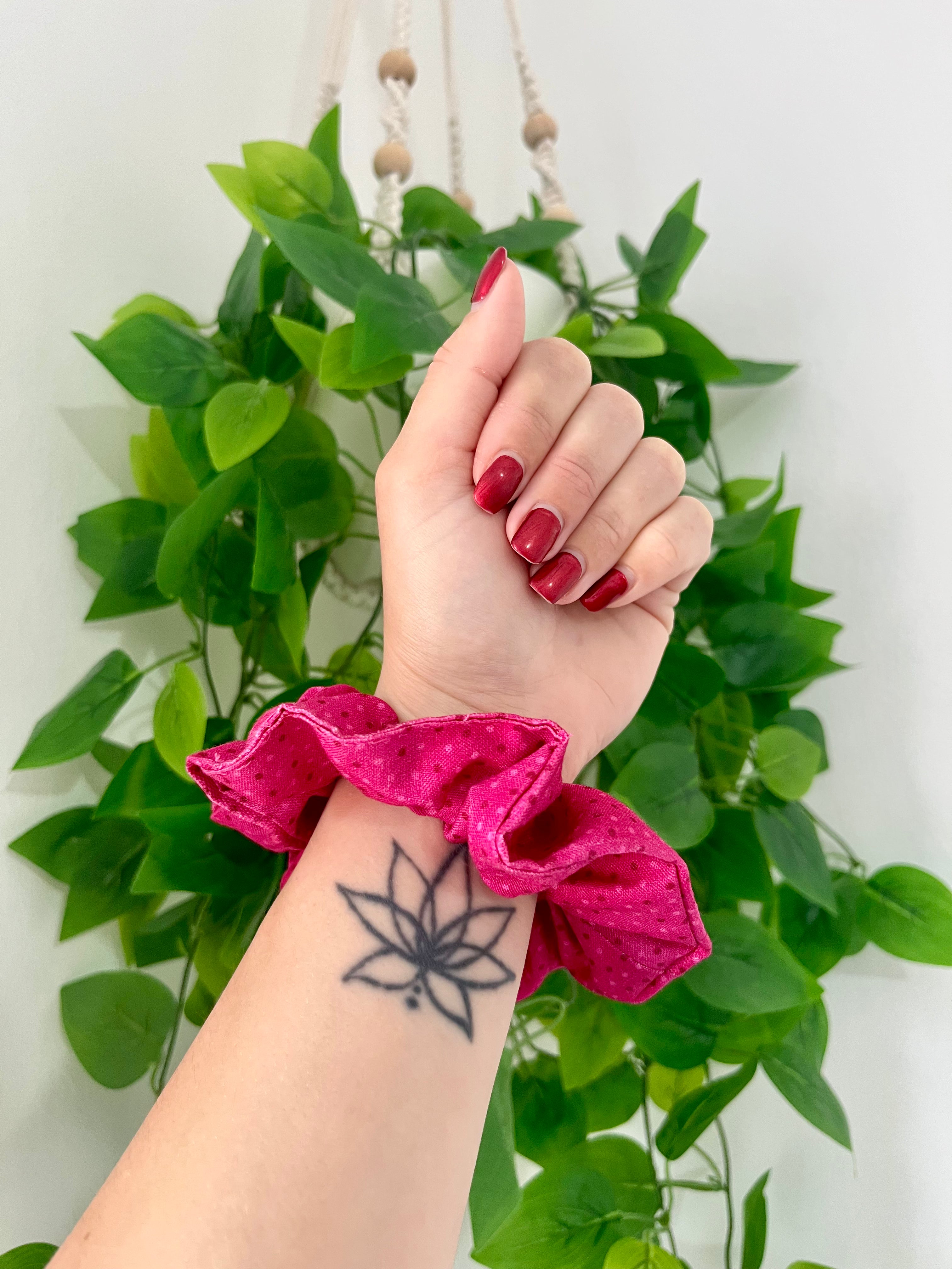 Dark Pink Polka Dot Scrunchie