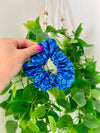 Royal Blue Floral Scrunchie