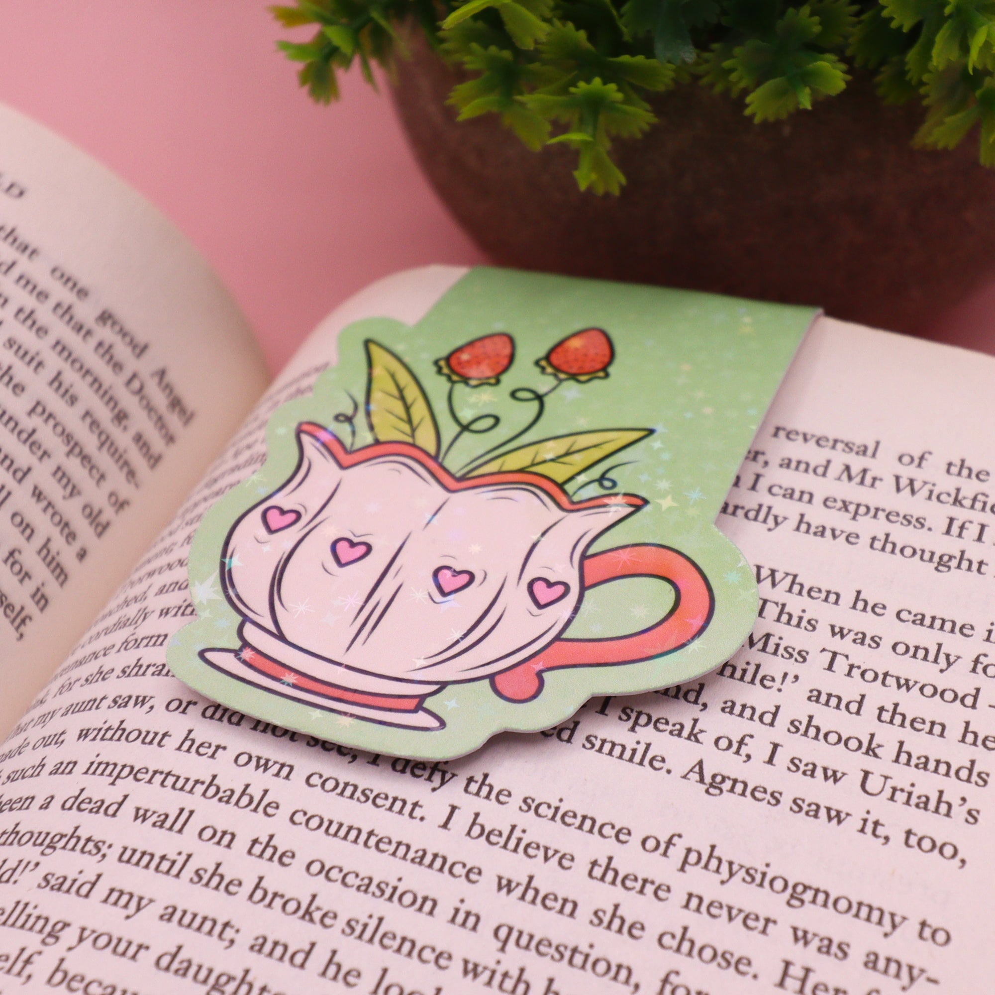 Sparkly Plant Pot Magnetic Bookmark