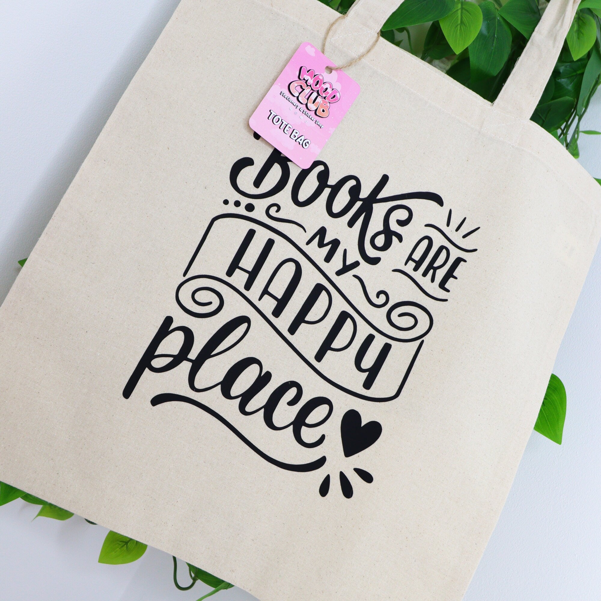 Books Are My Happy Place 100% Cotton Tote Bag