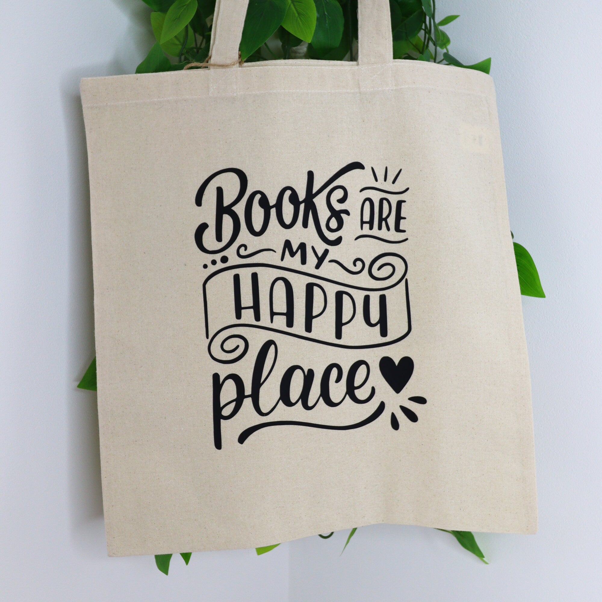 Books Are My Happy Place 100% Cotton Tote Bag