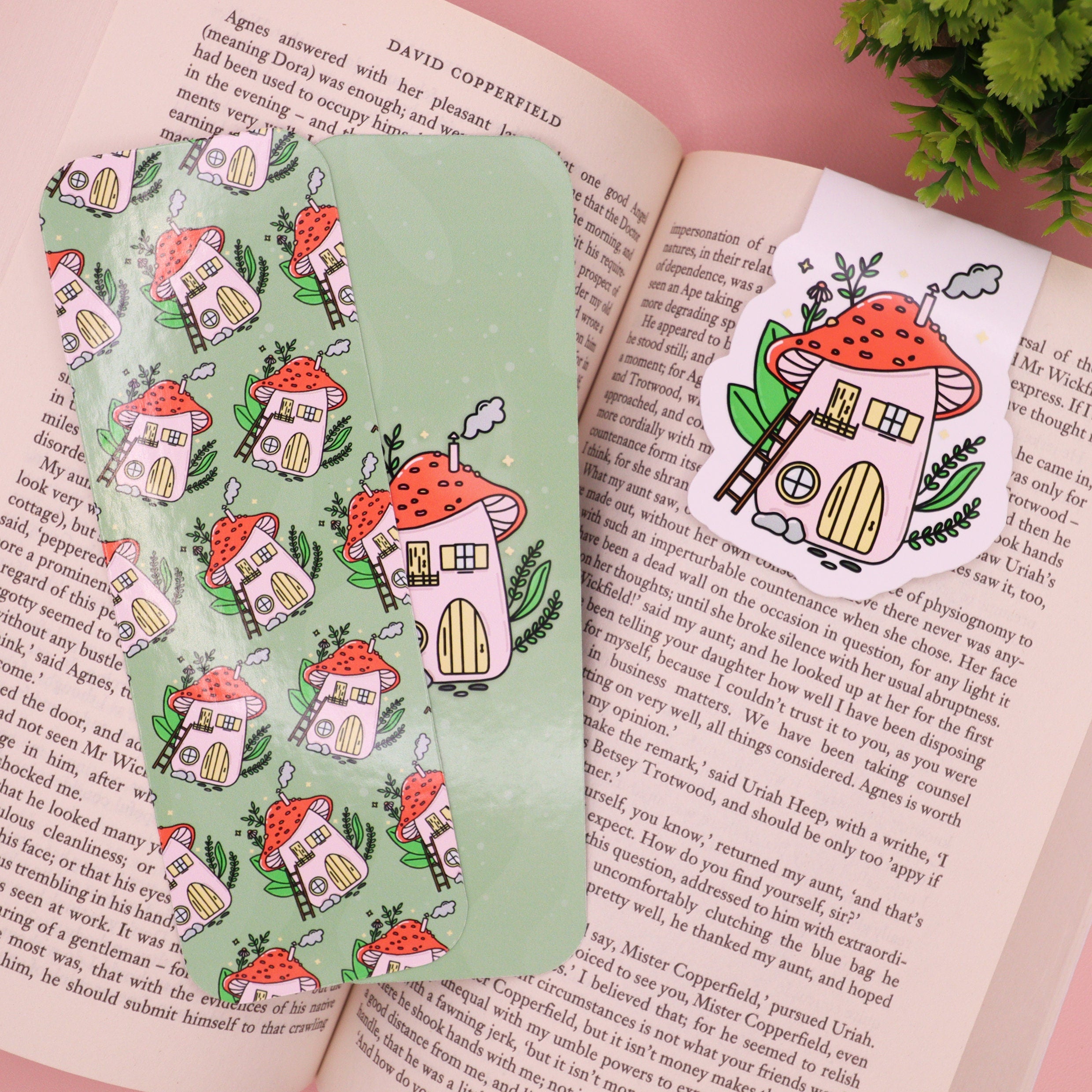 Cottagecore Mushroom House Magnetic Bookmark