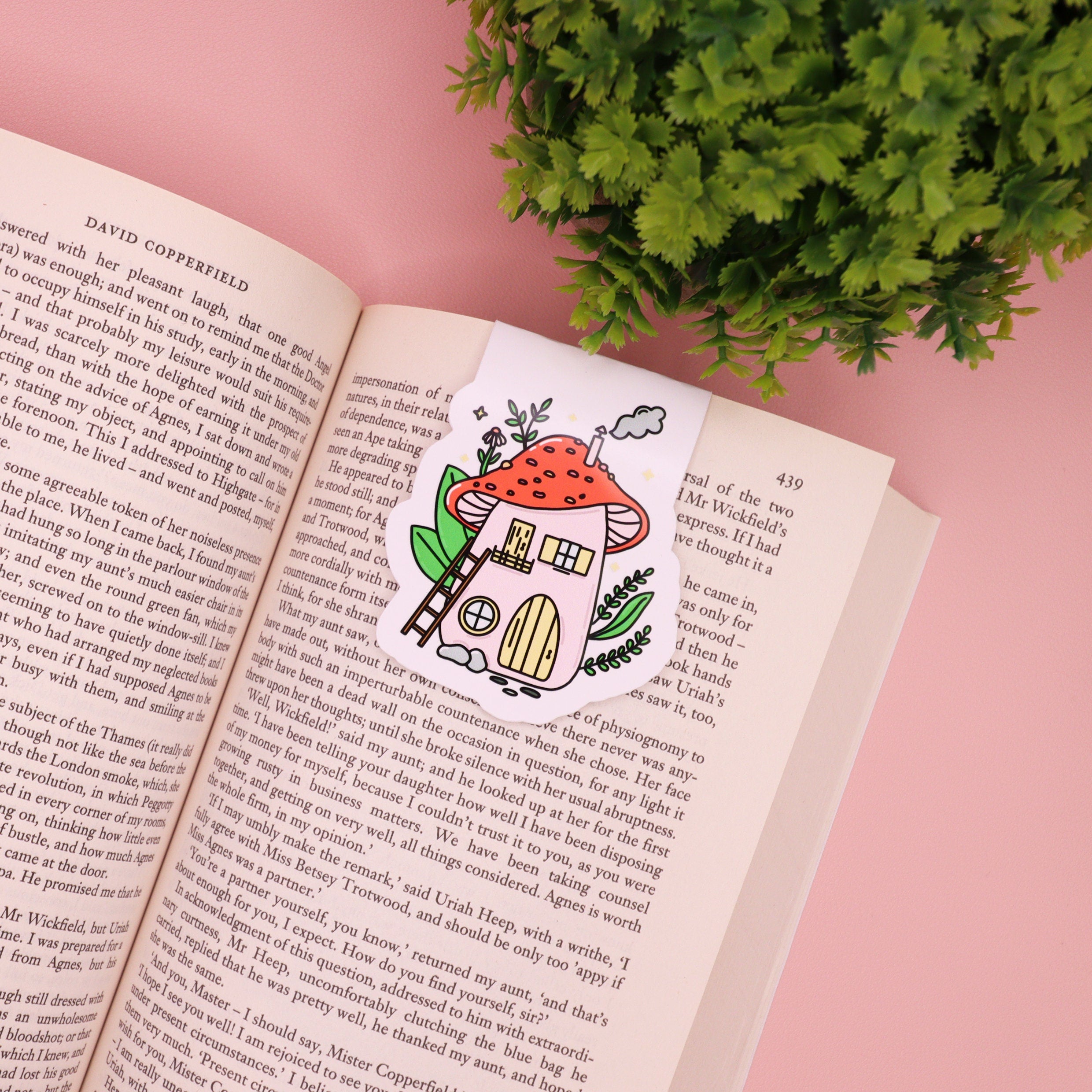 Cottagecore Mushroom House Magnetic Bookmark